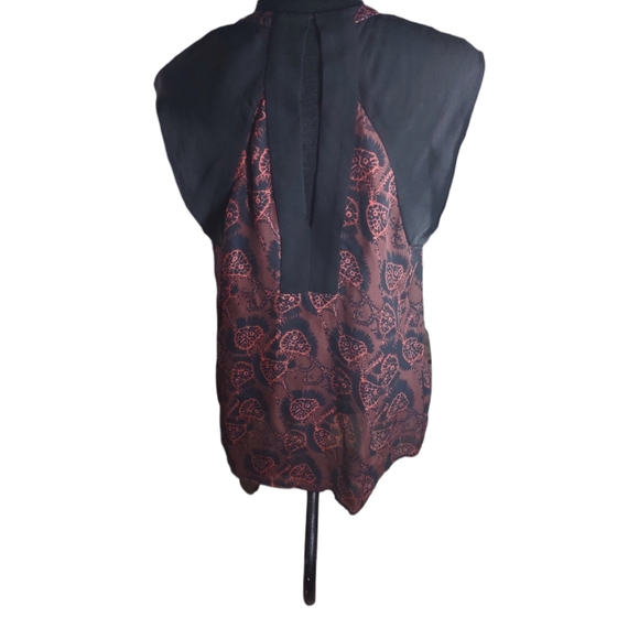 A.L.C. Silk Printed Black & Red Blouse XS - Picture 3 of 6